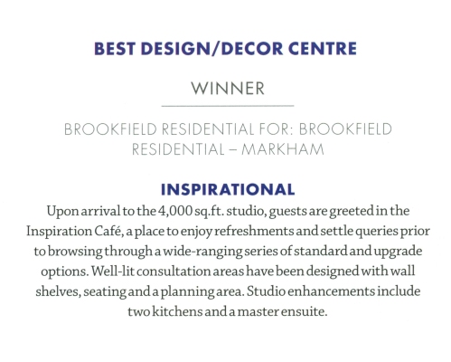 Ontario Home Builder Awards Winner - Text - March 2014